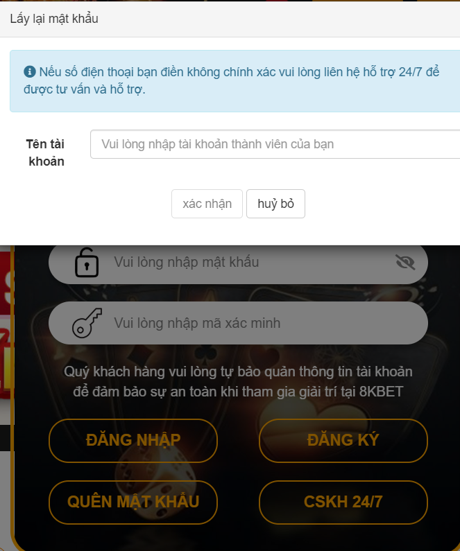 Quên Mật Khẩu 8KBET Lấy Lại Thế Nào Vậy